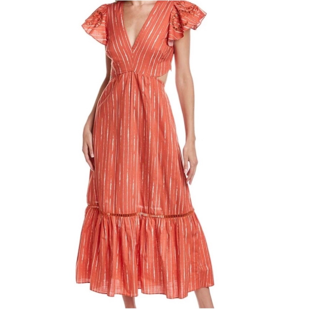 Sachin & Babi Georgia midi dress cotton orange and white striped